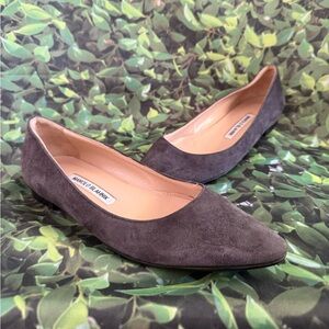 Manolo Blahnik Charcoal Suede Flats